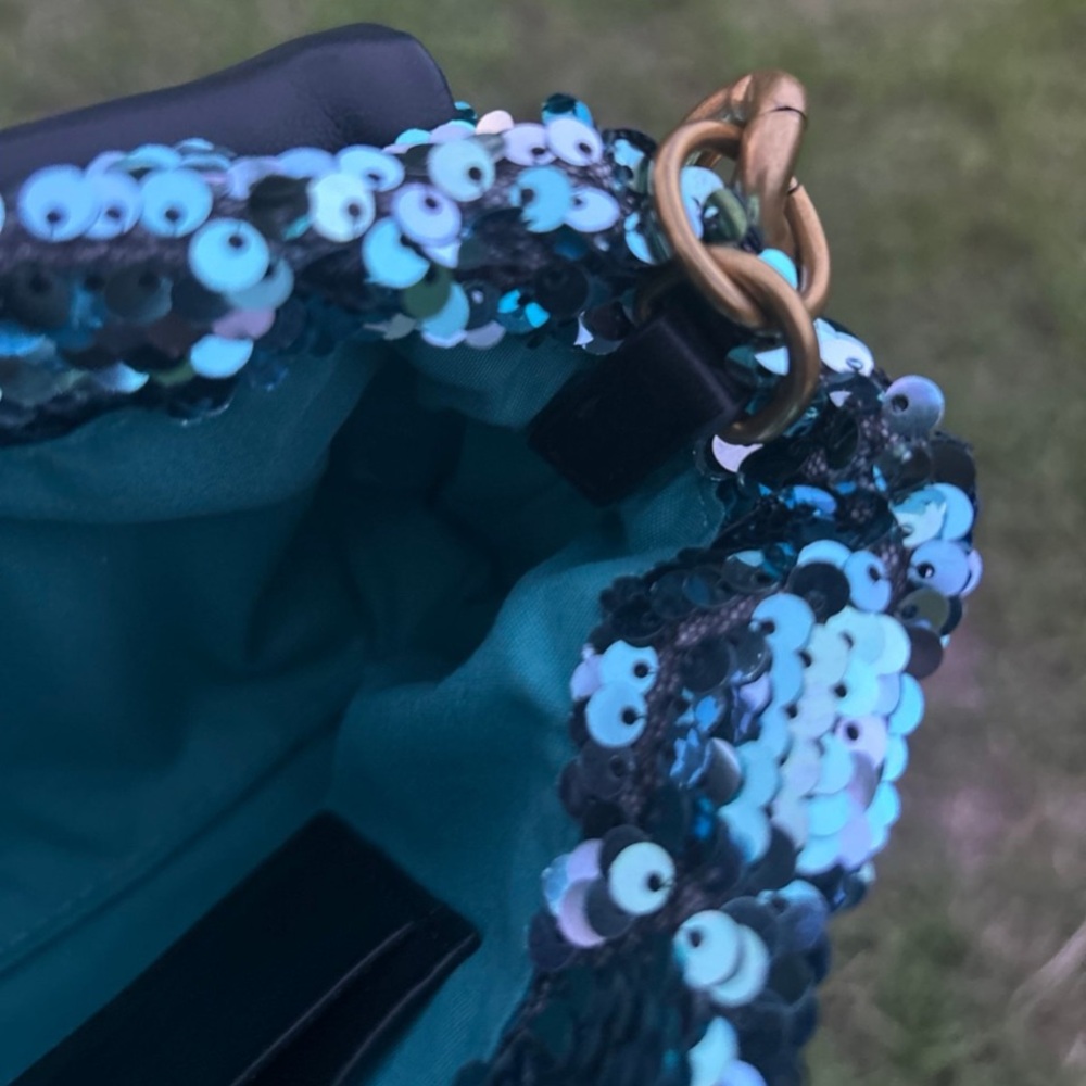 Montana West Blue and Black Sequin Shoulder Bag - Picture 10 of 11